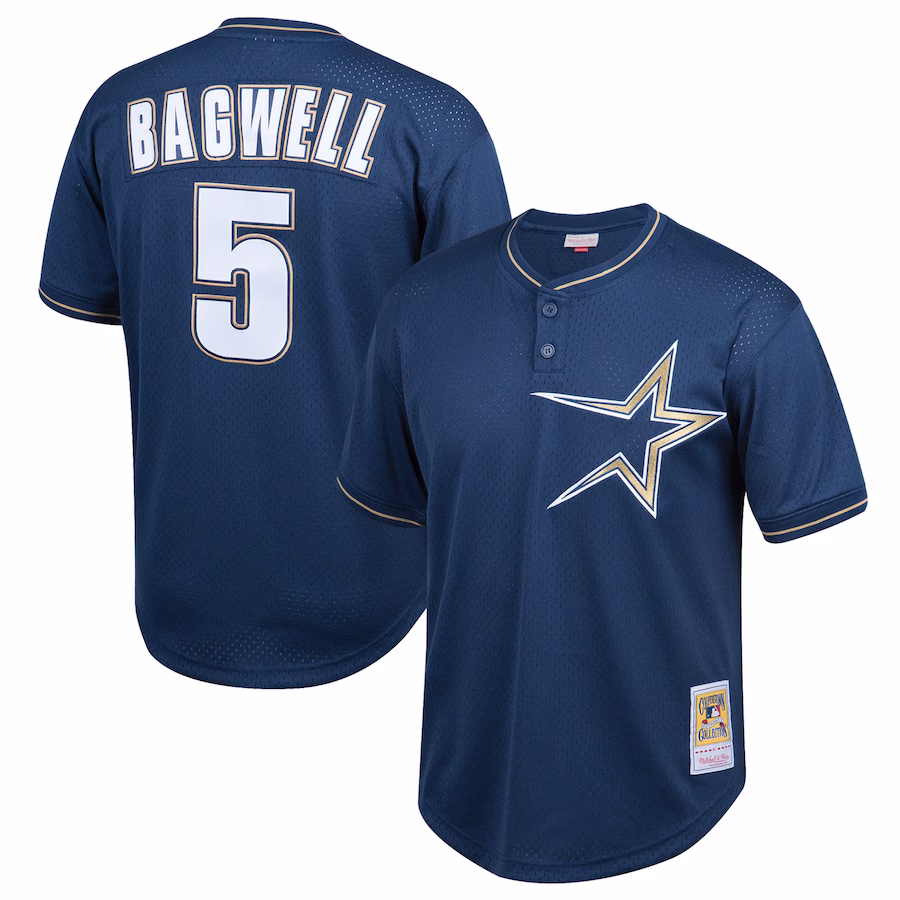Youth Houston Astros Jeff Bagwell Mitchell & Ness Navy Cooperstown Collection Mesh Batting Practice Jersey - ujerseystore
