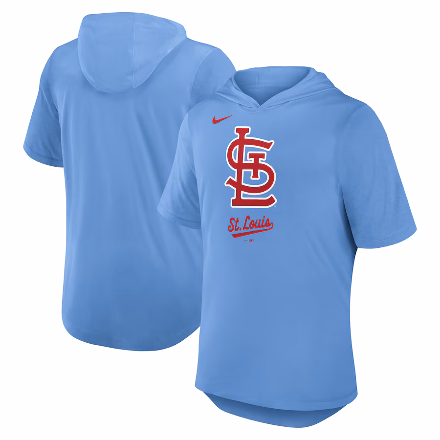 Men's St. Louis Cardinals Nike Light Blue Tri-Blend Hoodie T-Shirt - ujerseystore