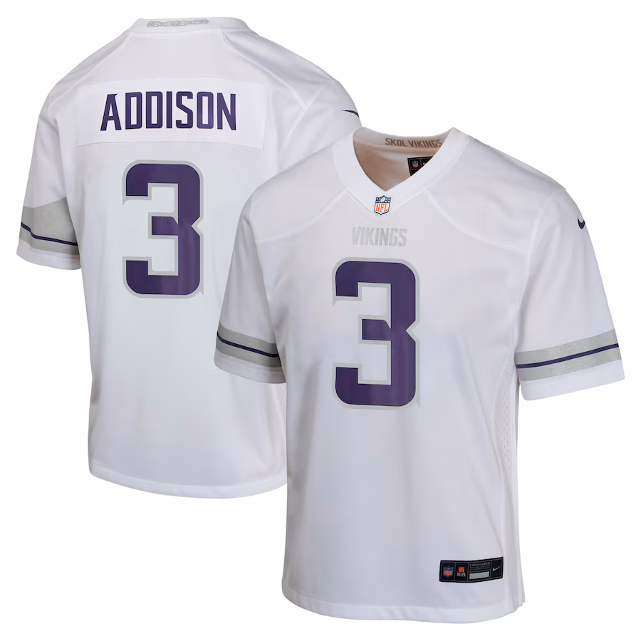 Youth Minnesota Vikings Jordan Addison Nike  White Alternate Game Jersey - ujerseystore