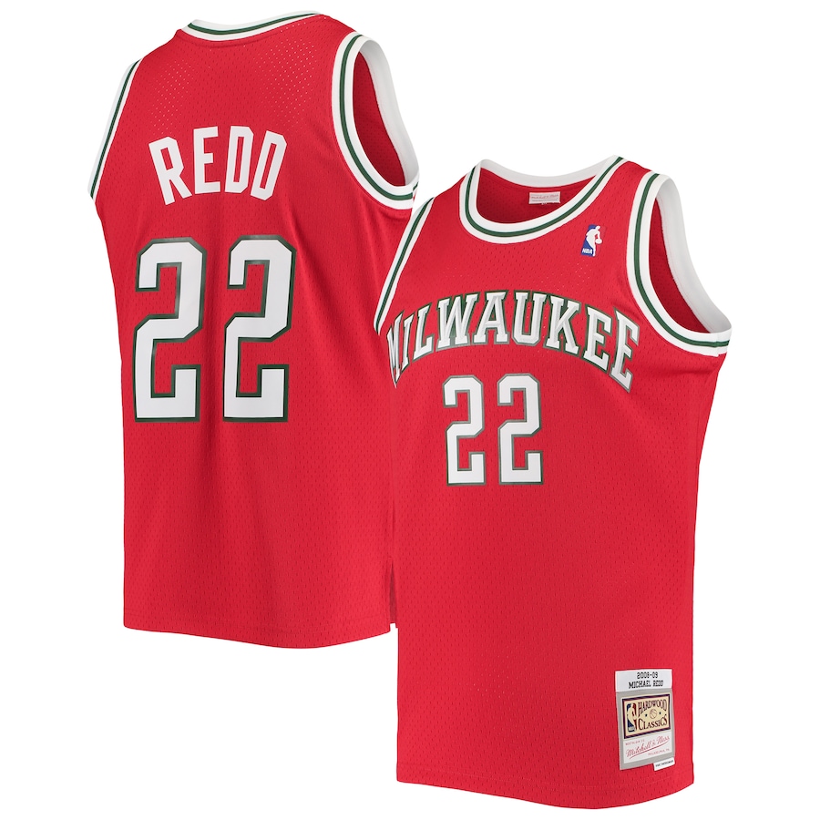 Men's Milwaukee Bucks Michael Redd Mitchell & Ness Red 2001/02 Hardwood Classics Swingman Jersey - ujerseystore