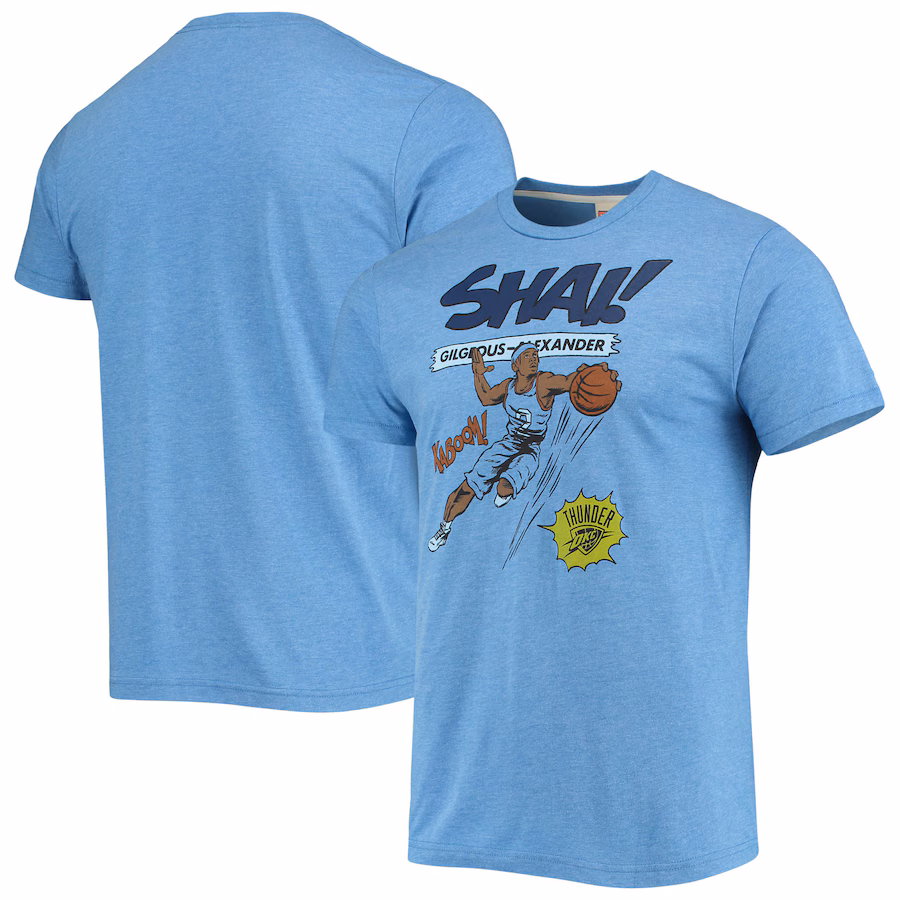Men's Oklahoma City Thunder Shai Gilgeous-Alexander Homage Light Blue Comic Book Player Tri-Blend T-Shirt - ujerseystore