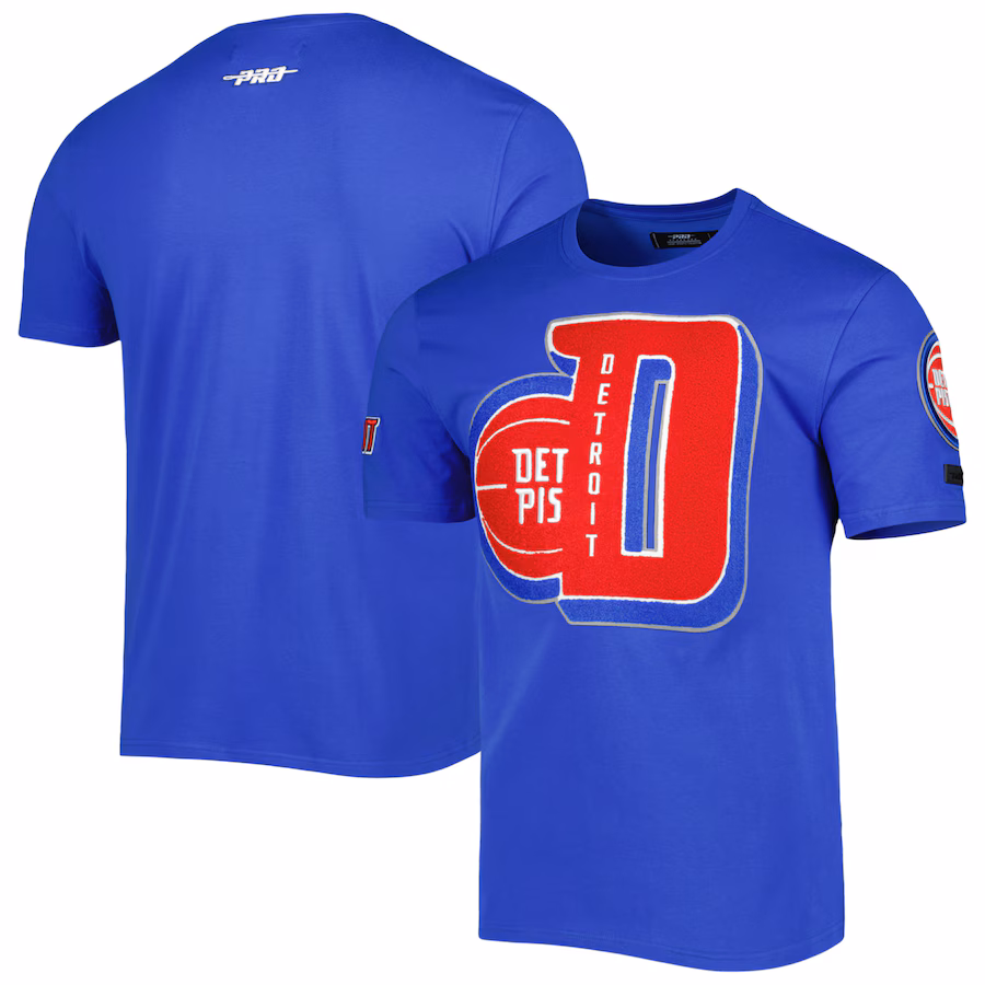 Men's Detroit Pistons Pro Standard Blue Mash Up Capsule T-Shirt - ujerseystore