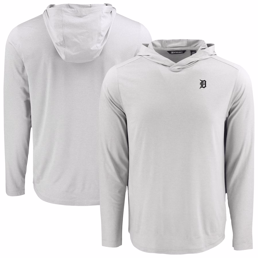 Men's Detroit Tigers Cutter & Buck Gray Coastline Epic Comfort Eco Recycled Long Sleeve Hoodie T-Shirt - ujerseystore