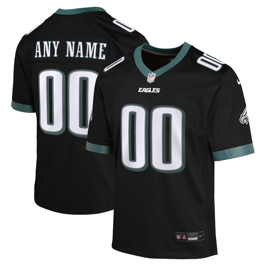 Youth Philadelphia Eagles Nike Black Alternate Custom Game Jersey - ujerseystore