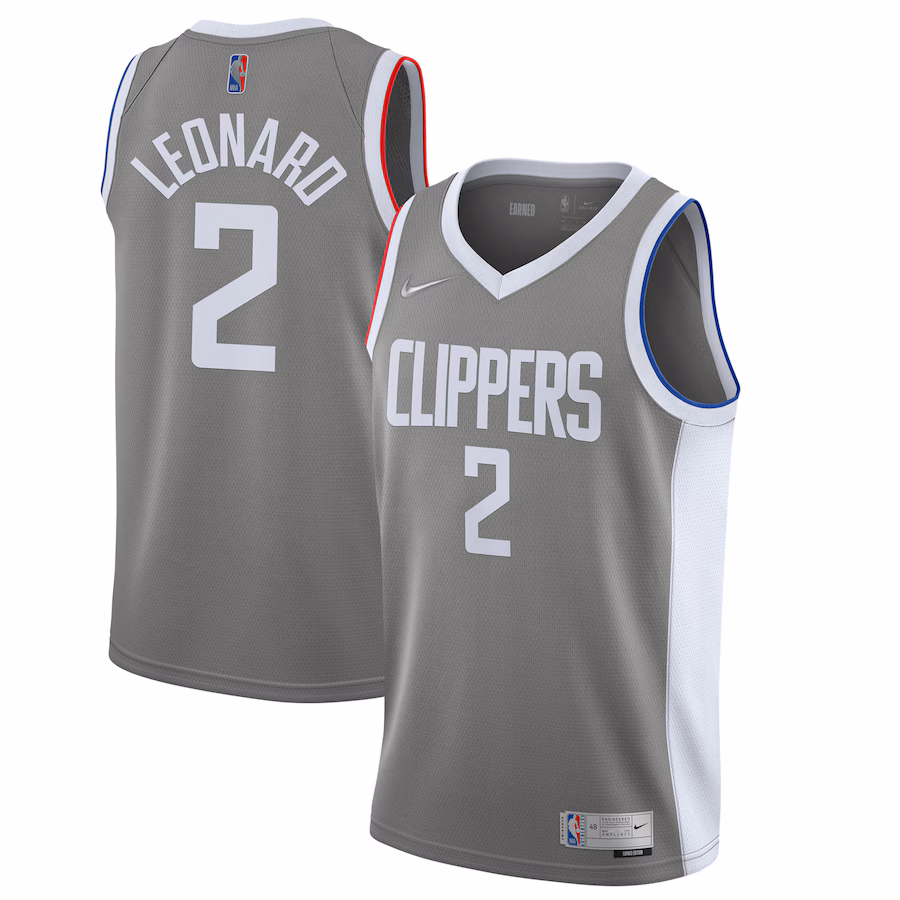 Men's LA Clippers Kawhi Leonard Nike Gray 2020/21 Swingman Player Jersey - Earned Edition - ujerseystore