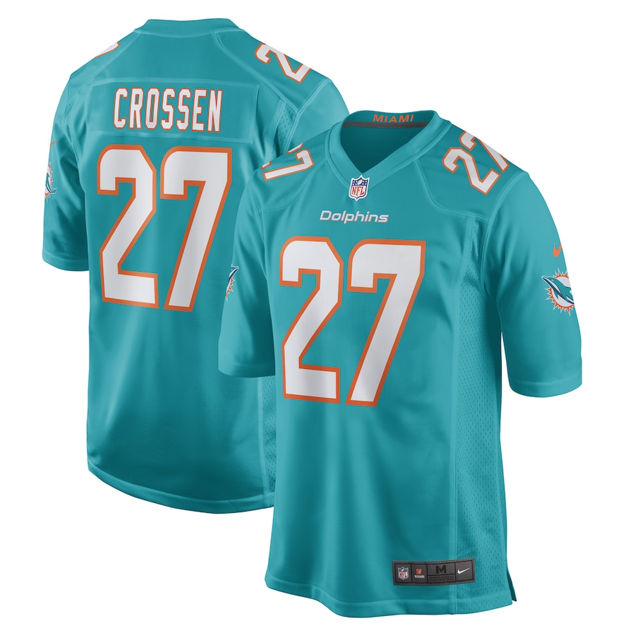 Men's Miami Dolphins Keion Crossen Nike Aqua Game Player Jersey - ujerseystore