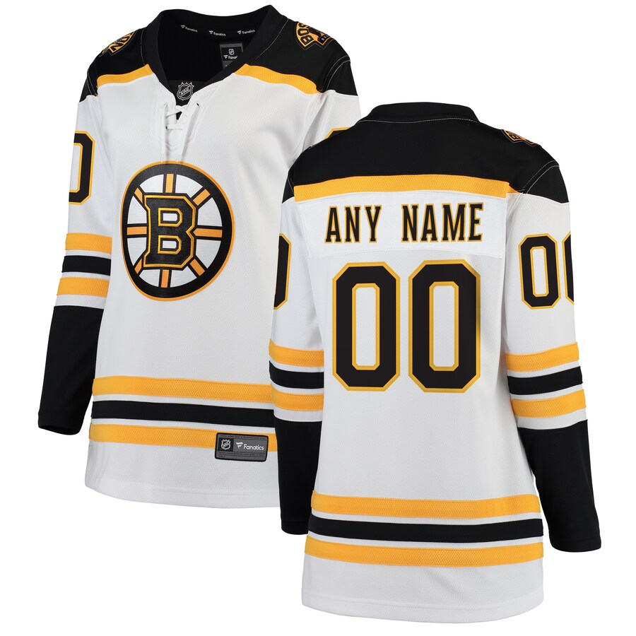 Women's Boston Bruins Fanatics Branded White Away Breakaway Custom Jersey - ujerseystore