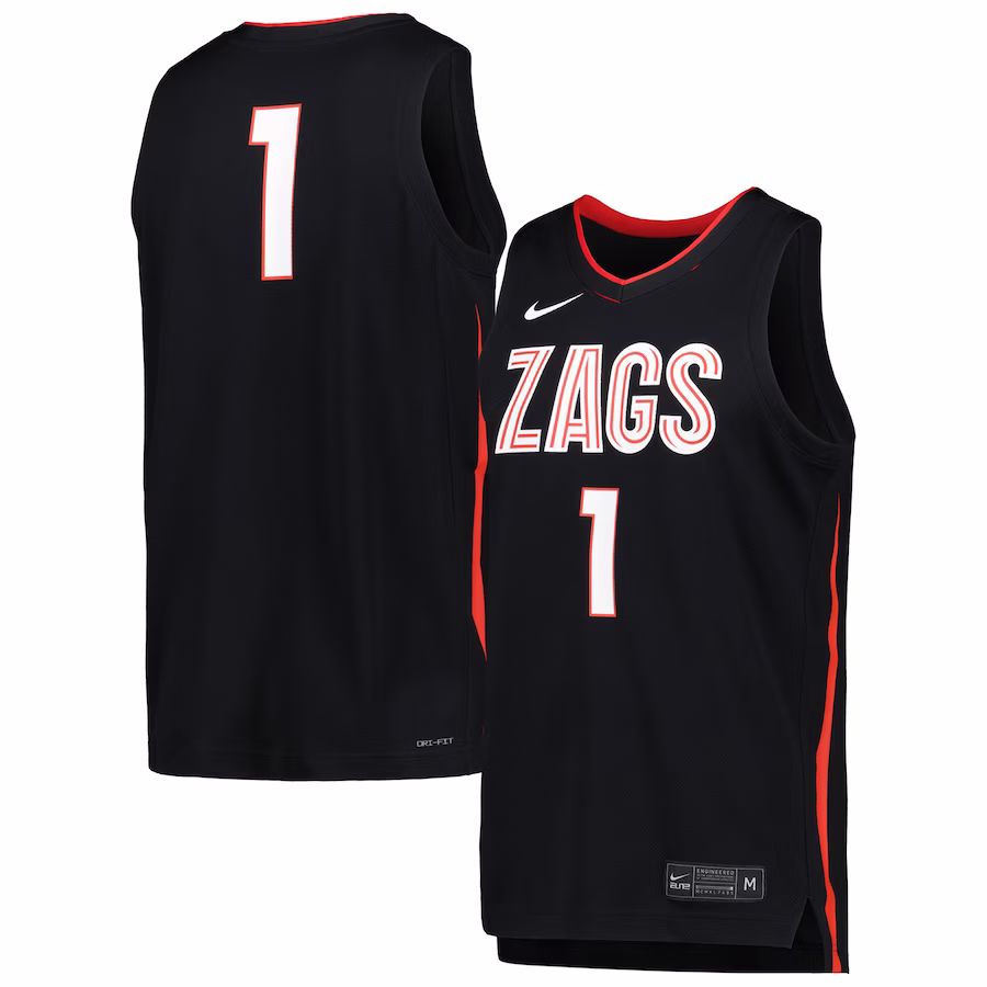 Gonzaga Bulldogs Nike Icon Replica Basketball Jersey - Black - ujerseystore