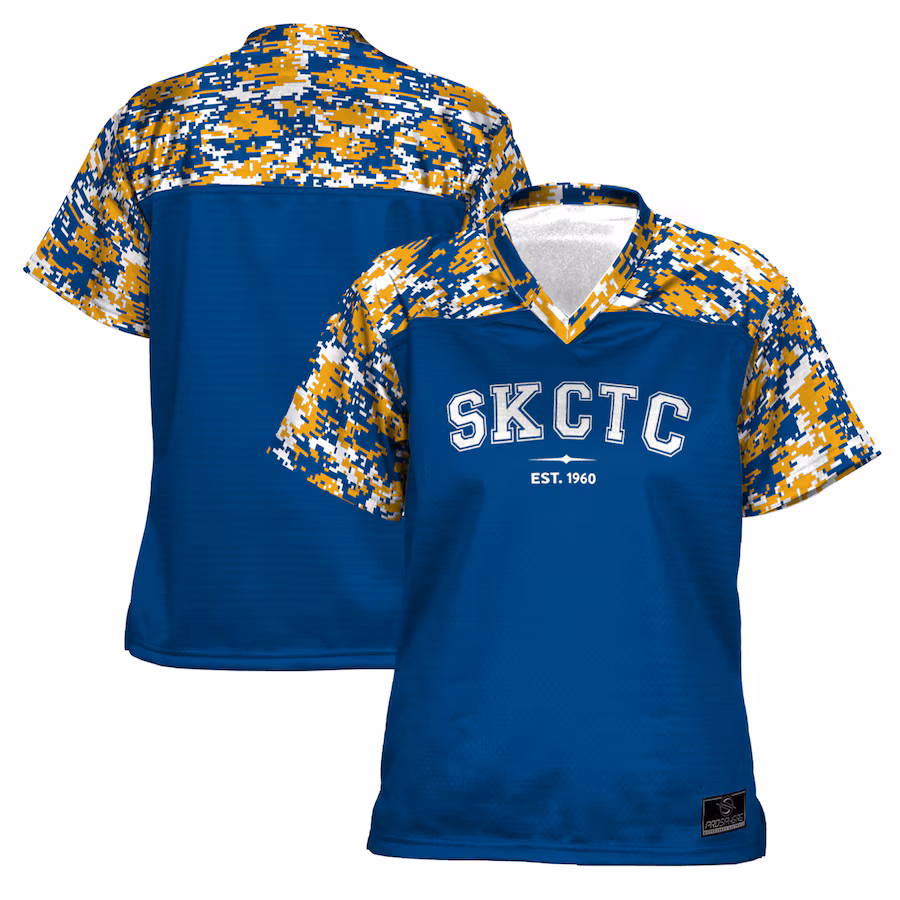Women's ProSphere  Blue Southeast Kentucky Community & Technical College Camo Football Jersey - ujerseystore