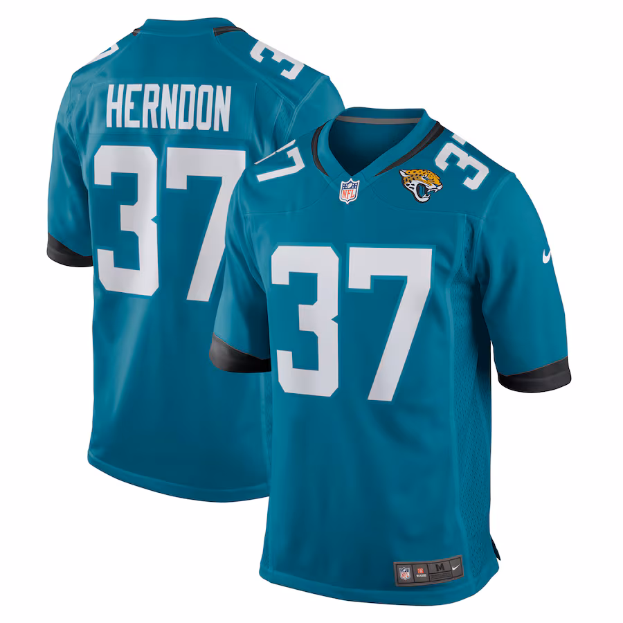 Men's Jacksonville Jaguars Tre Herndon Nike Teal Game Jersey - ujerseystore