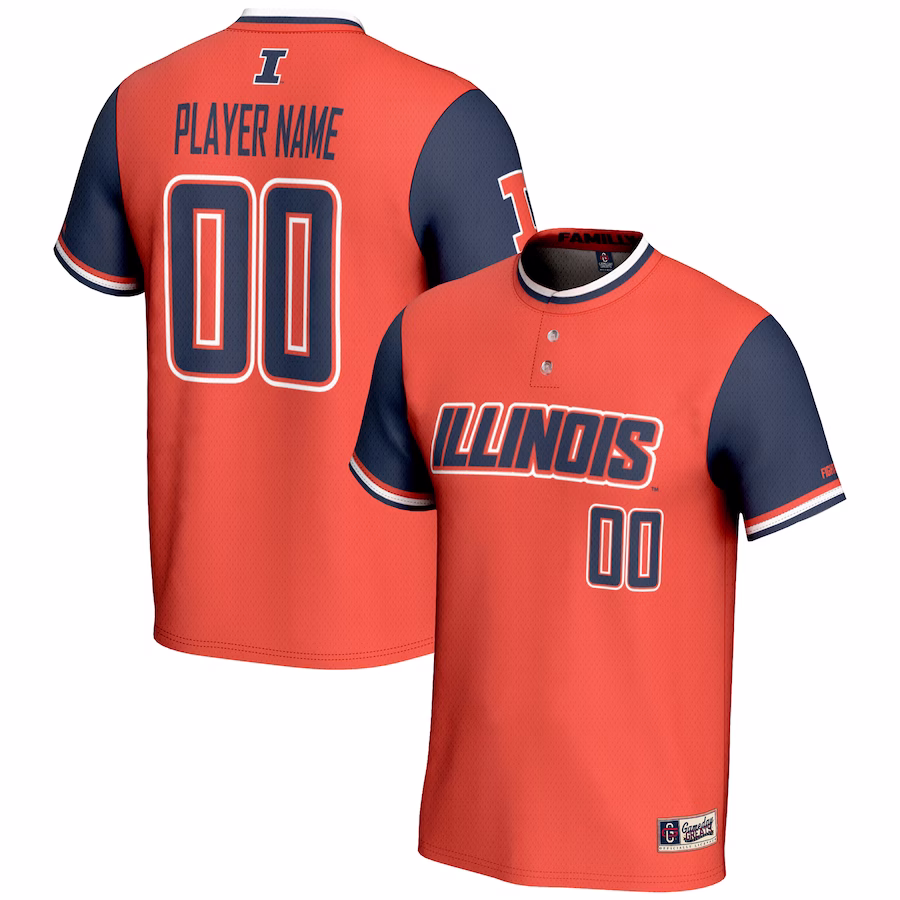 Illinois Fighting Illini GameDay Greats Youth NIL Pick-A-Player Lightweight Softball Jersey - Orange - ujerseystore