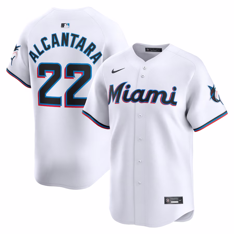Men's Miami Marlins Sandy Alcantara Nike White Home Limited Player Jersey - ujerseystore