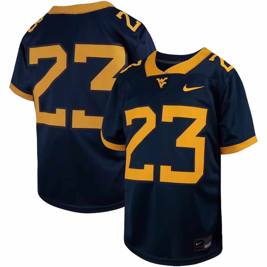 #23 West Virginia Mountaineers Nike Youth Untouchable Replica Game Jersey - Navy - ujerseystore
