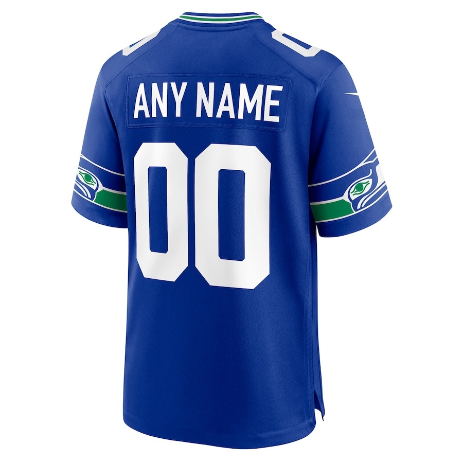 Men's Seattle Seahawks Nike Royal Throwback Custom Jersey - ujerseystore
