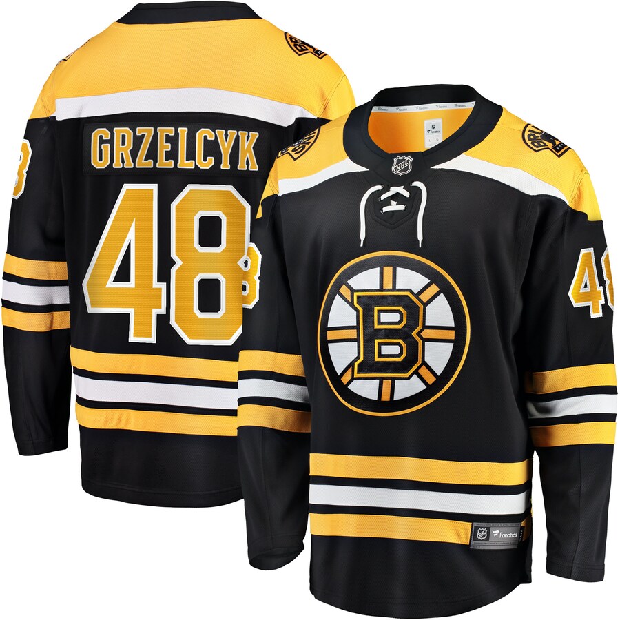 Men's Boston Bruins Matt Grzelcyk Fanatics Branded Black Team Home Breakaway Player Jersey - ujerseystore