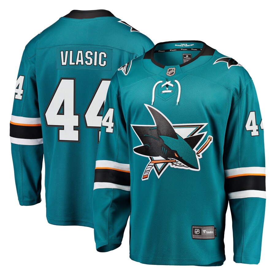 Men's San Jose Sharks Marc-Edouard Vlasic Fanatics Branded Teal Breakaway Jersey - ujerseystore