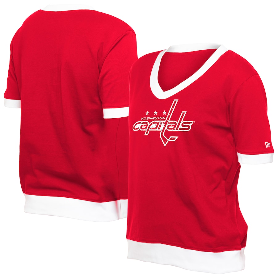 Women's Washington Capitals New Era Red Game Day Rhinestuds T-Shirt - ujerseystore