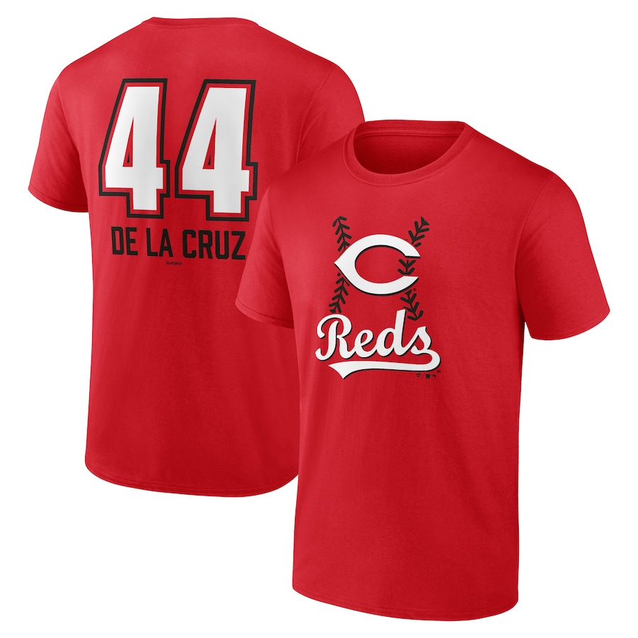 Men's Cincinnati Reds Elly De La Cruz Red Name & Number Fastball T-Shirt - ujerseystore