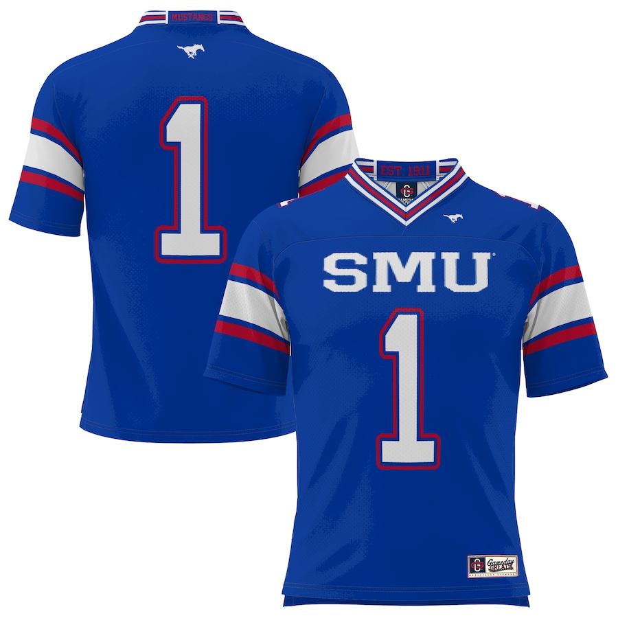 #1 SMU Mustangs GameDay Greats Endzone Football Jersey - Royal - ujerseystore