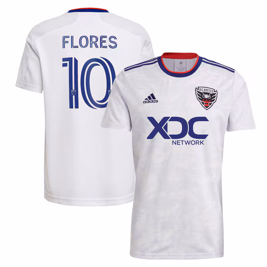 Men's D.C. United Edison Flores adidas White 2022 The Marble Replica Player Jersey - ujerseystore