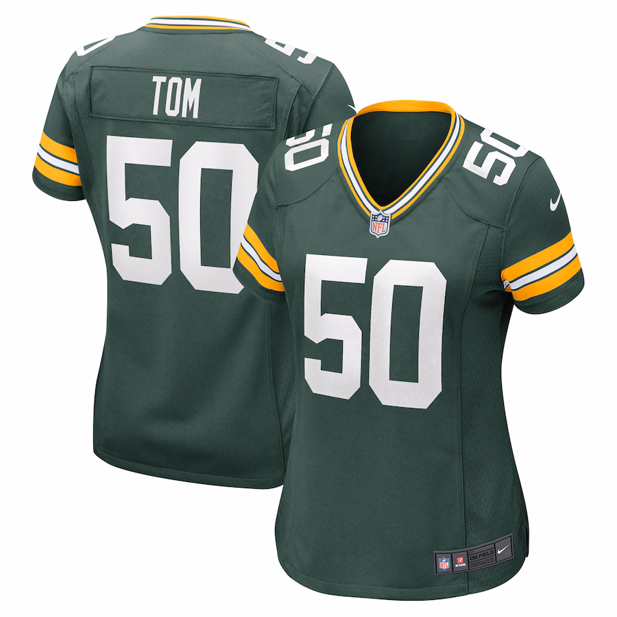 Women's Green Bay Packers Zach Tom Nike Green Player Game Jersey - ujerseystore