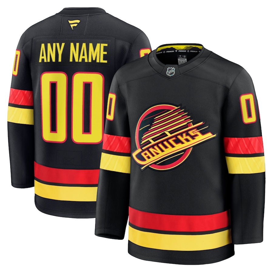 Men's Vancouver Canucks Fanatics Black Alternate Premium Custom Jersey - ujerseystore