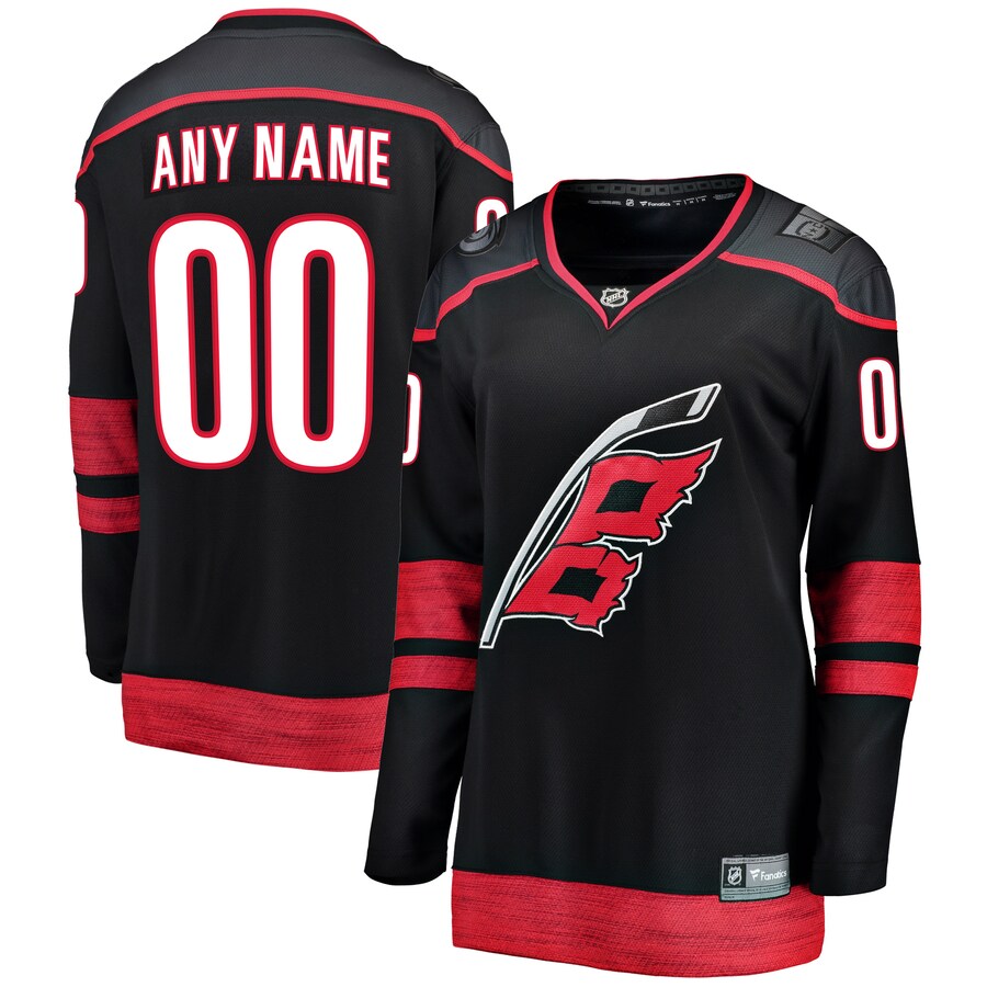 Women's Carolina Hurricanes Fanatics Branded Black Home Breakaway Custom Jersey - ujerseystore