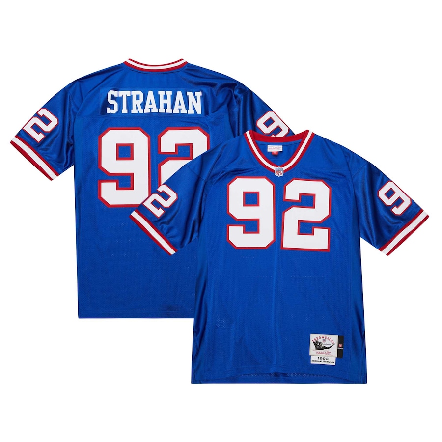 Men's New York Giants 1993 Michael Strahan Mitchell & Ness Royal Authentic Throwback Retired Player Jersey - ujerseystore