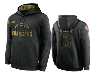 Men's Los Angeles Chargers #13 Keenan Allen Black 2020 Salute To Service Sideline Performance Pullover Hoodie - ujerseystore
