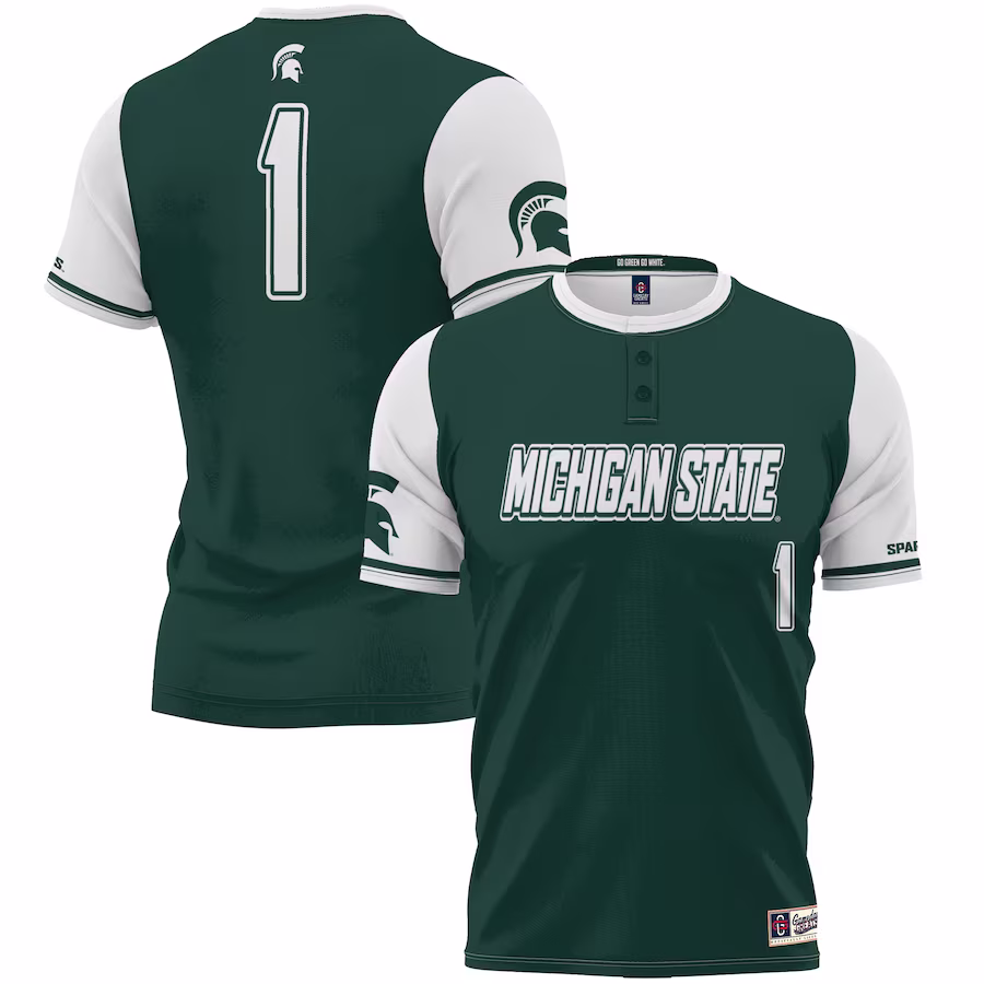 #1 Michigan State Spartans GameDay Greats Lightweight Softball Jersey - Green - ujerseystore
