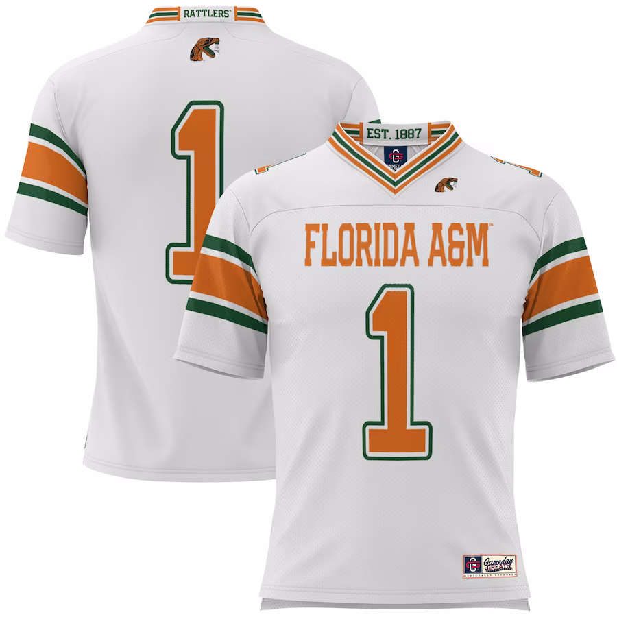 #1 Florida A&M Rattlers GameDay Greats Football Jersey - White - ujerseystore
