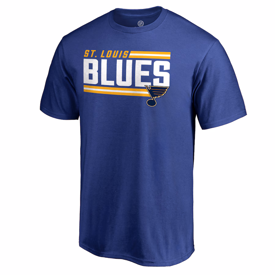 Men's St. Louis Blues Royal Iconic Collection On Side Stripe T-Shirt - ujerseystore