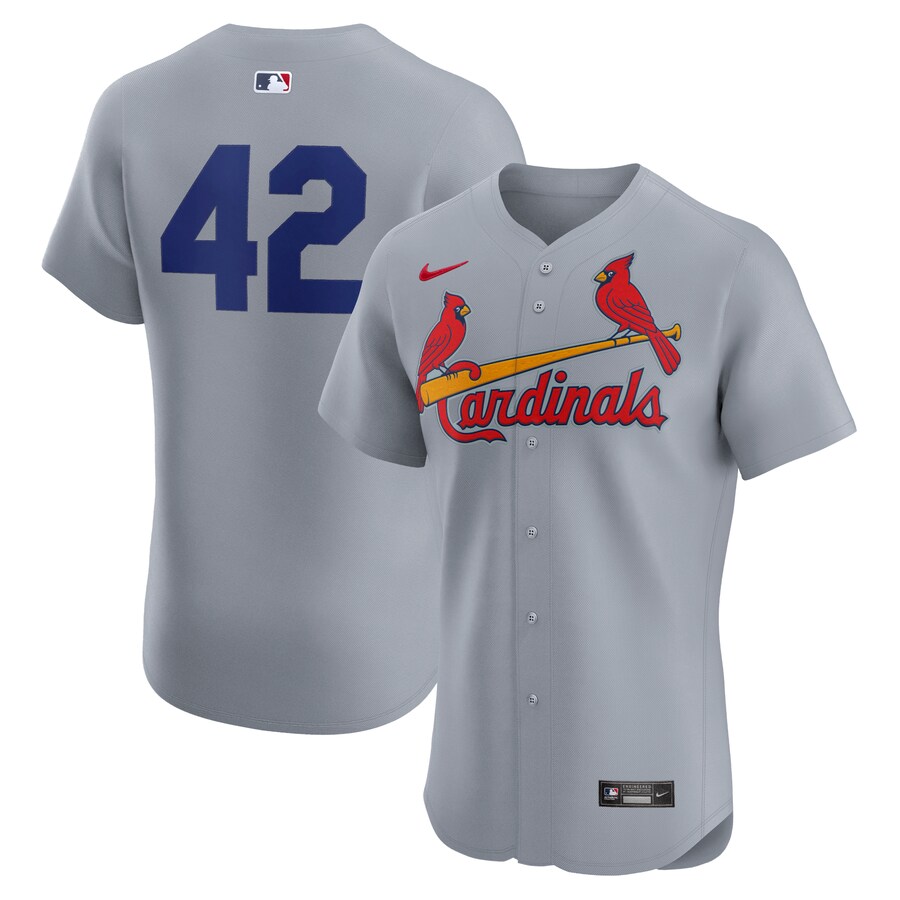 Men's St. Louis Cardinals Nike Gray Road 2024 Jackie Robinson Day Elite Jersey - ujerseystore