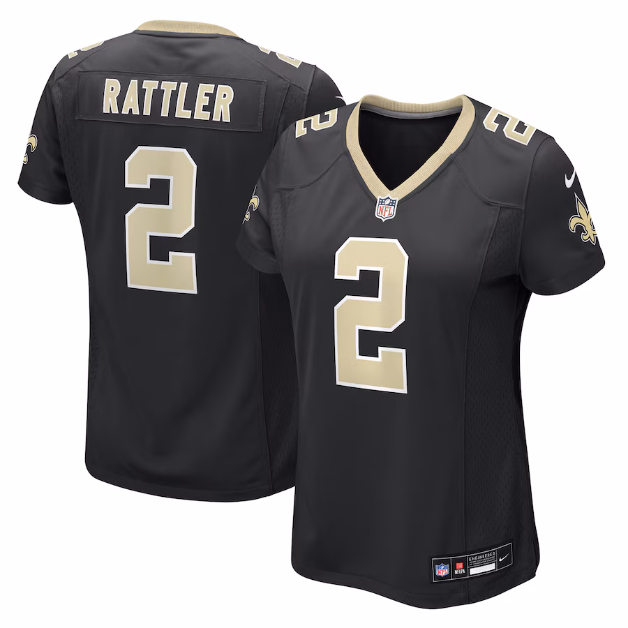 Women's New Orleans Saints Spencer Rattler Nike Black Team Game Jersey - ujerseystore