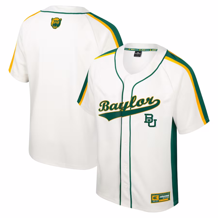 Baylor Bears Colosseum Ruth Button-Up Baseball Jersey - Cream - ujerseystore