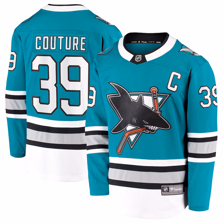 Men's San Jose Sharks Logan Couture Fanatics Teal 30th Anniversary Premier Breakaway Player Jersey - ujerseystore