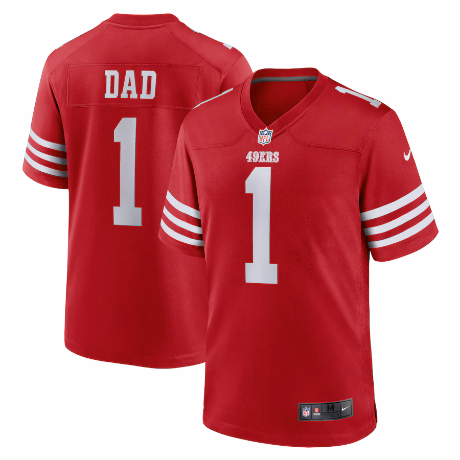 Men's San Francisco 49ers Number 1 Dad Nike Scarlet Game Jersey - ujerseystore