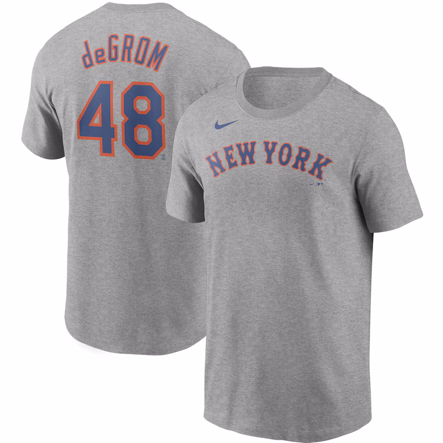 Men's New York Mets Jacob deGrom Nike Gray Name & Number T-Shirt - ujerseystore