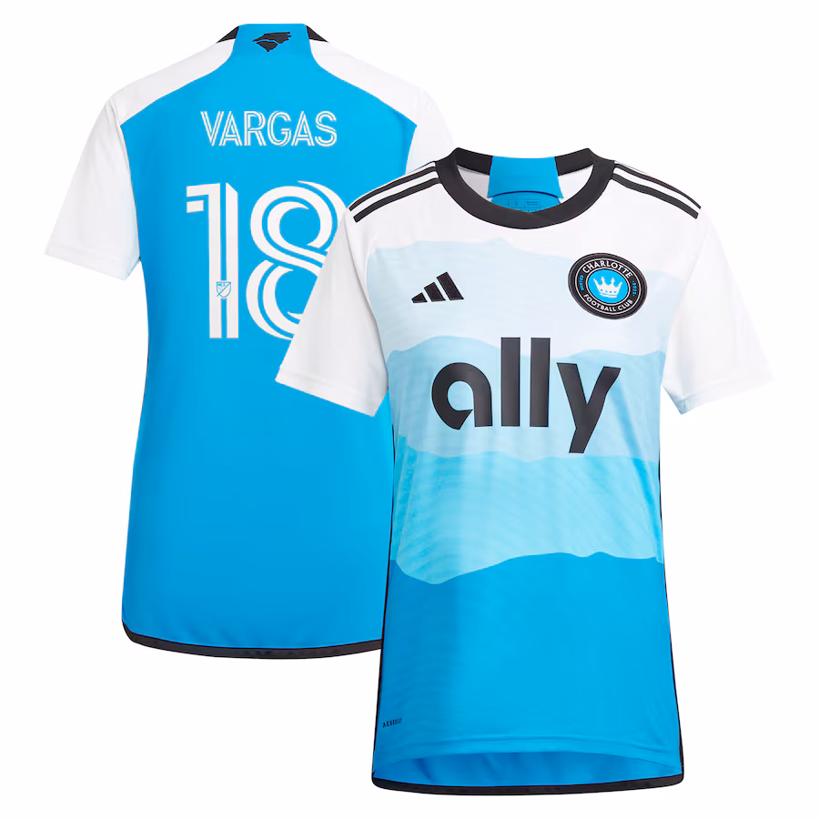 Women's Charlotte FC Kerwin Vargas adidas Blue 2024 The Carolina Kit: Explore Replica Player Jersey - ujerseystore