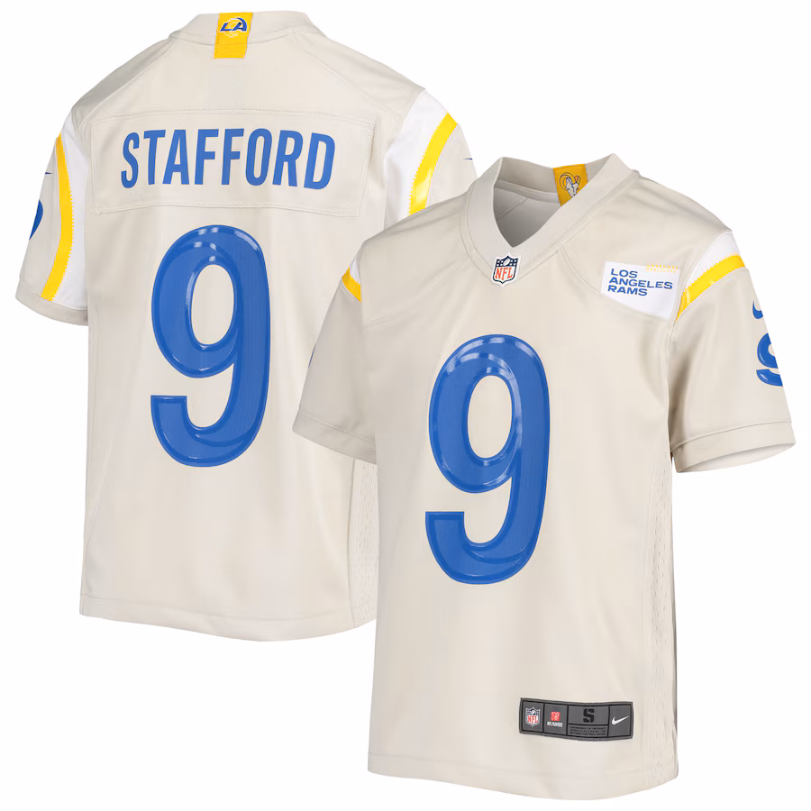 Youth Los Angeles Rams Matthew Stafford Nike Cream Game Jersey - ujerseystore