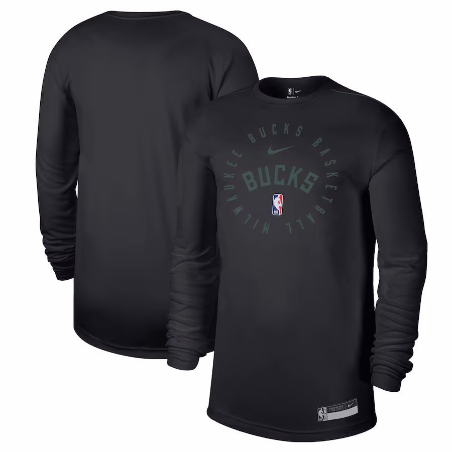 Men's Milwaukee Bucks Nike Black 2024/25 Legend On-Court Practice Long Sleeve T-Shirt - ujerseystore