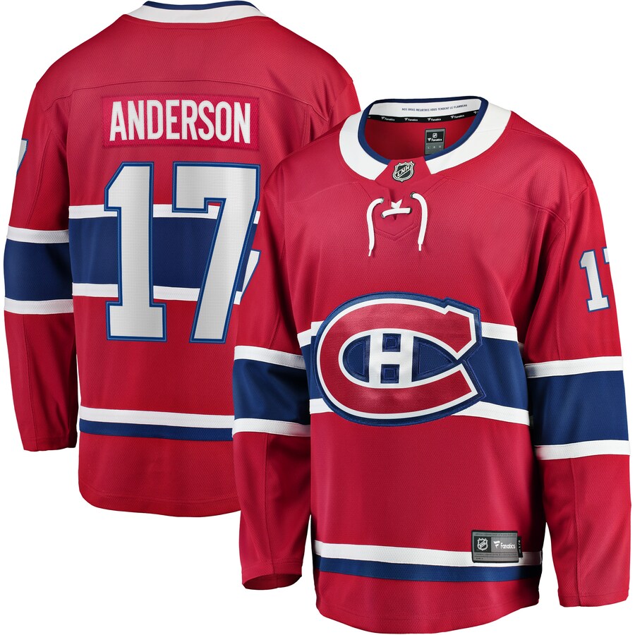 Men's Montreal Canadiens Josh Anderson Fanatics Branded Red Breakaway Player Jersey - ujerseystore