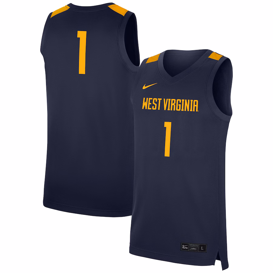 Men's Nike #1 Navy West Virginia Mountaineers Replica Jersey - ujerseystore