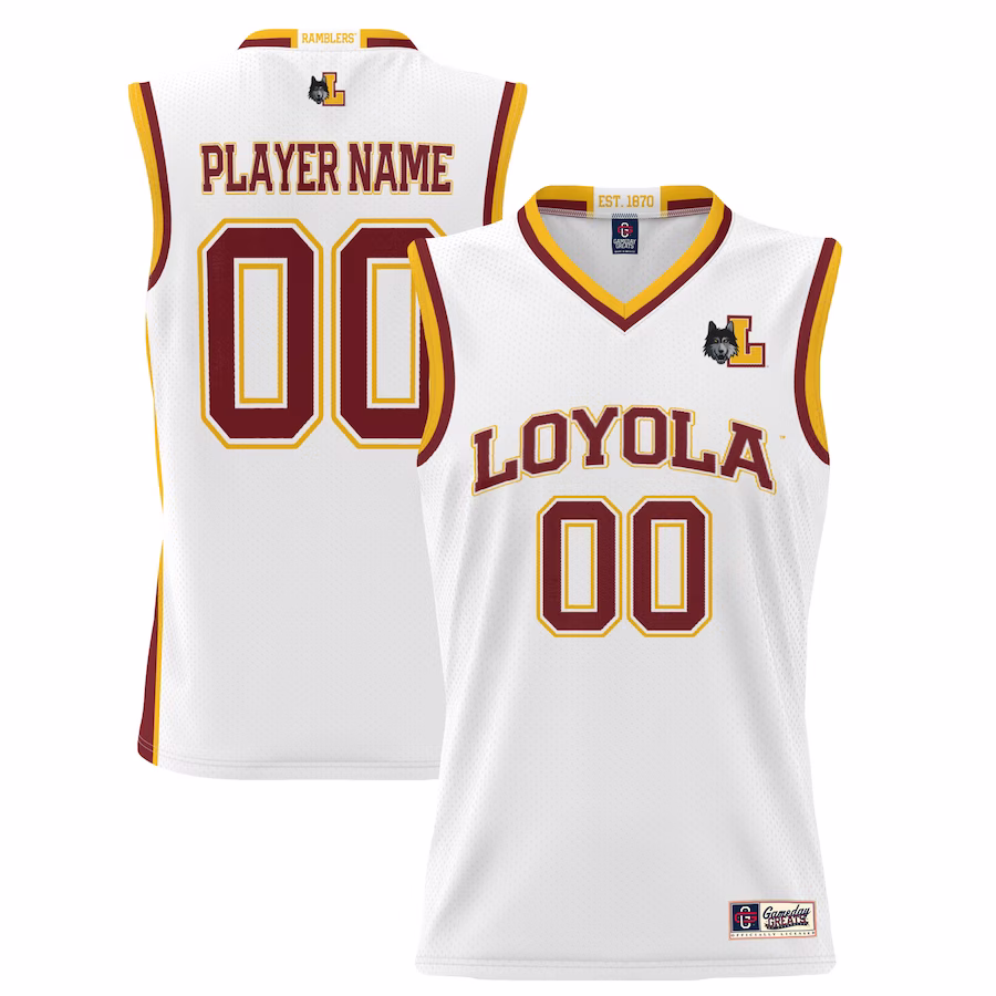 Loyola Chicago Ramblers GameDay Greats Youth NIL Pick-A-Player Lightweight Basketball Jersey - White - ujerseystore
