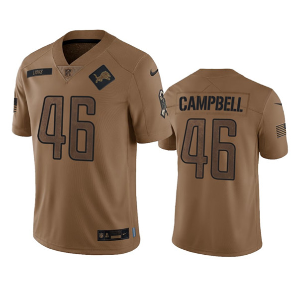Men's Detroit Lions #46 Jack Campbell 2023 Brown Salute To Service Limited Football Stitched Jersey - ujerseystore