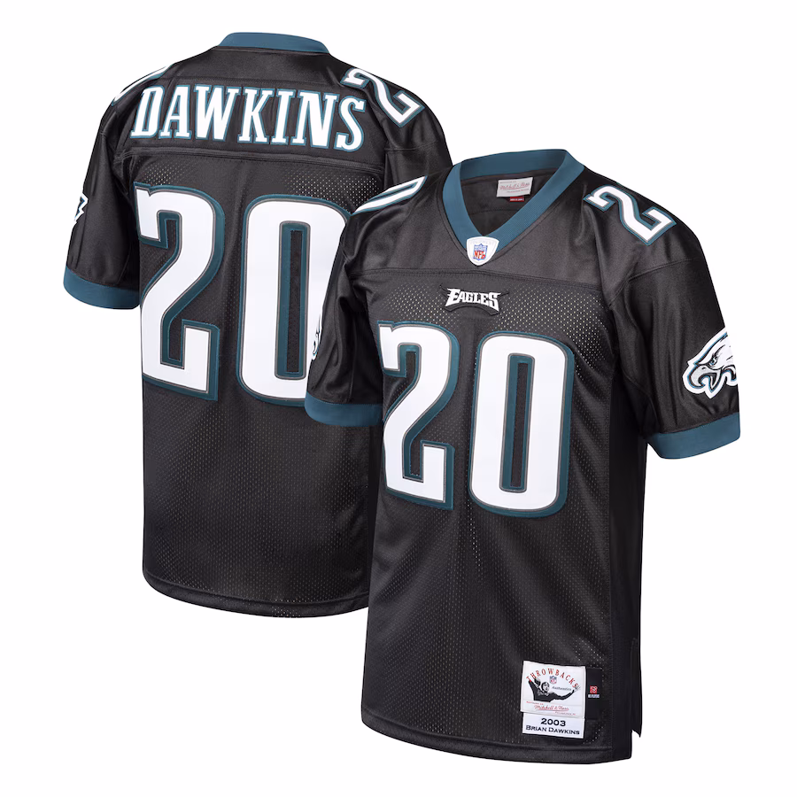 Men's Philadelphia Eagles 2003 Brian Dawkins Mitchell & Ness Black Authentic Throwback Retired Player Jersey - ujerseystore