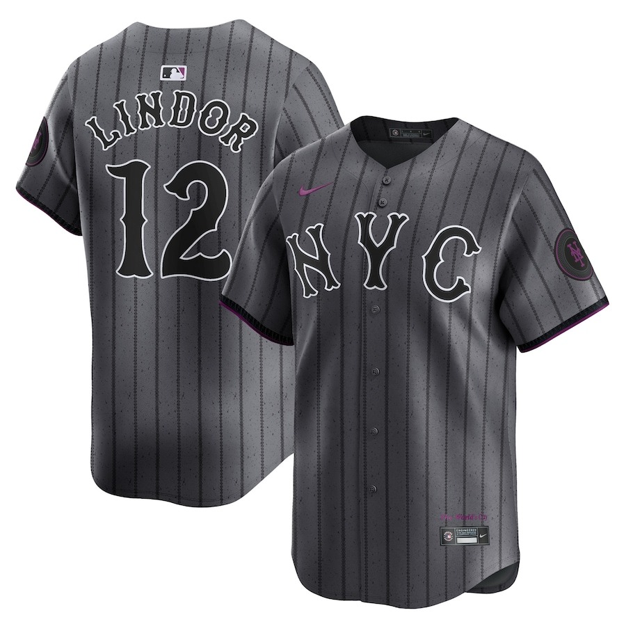 Men's New York Mets Francisco Lindor Nike Graphite 2024 City Connect Limited Player Jersey - ujerseystore