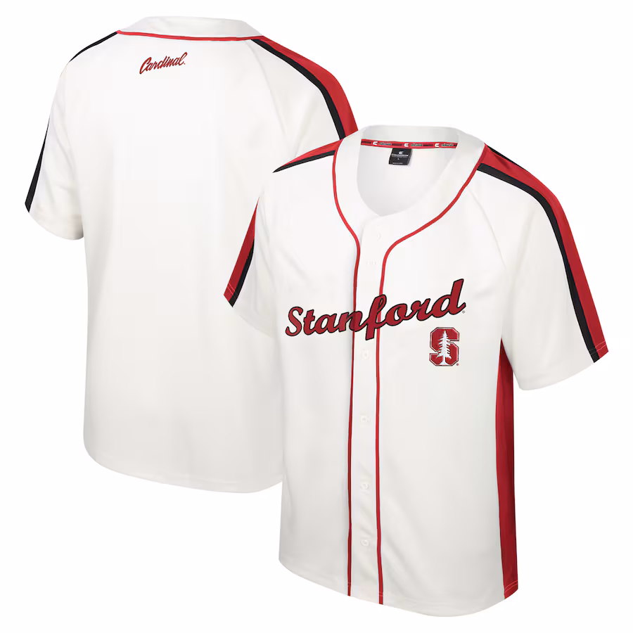 Men's Colosseum Cream Stanford Cardinal Ruth Button-Up Baseball Jersey - ujerseystore