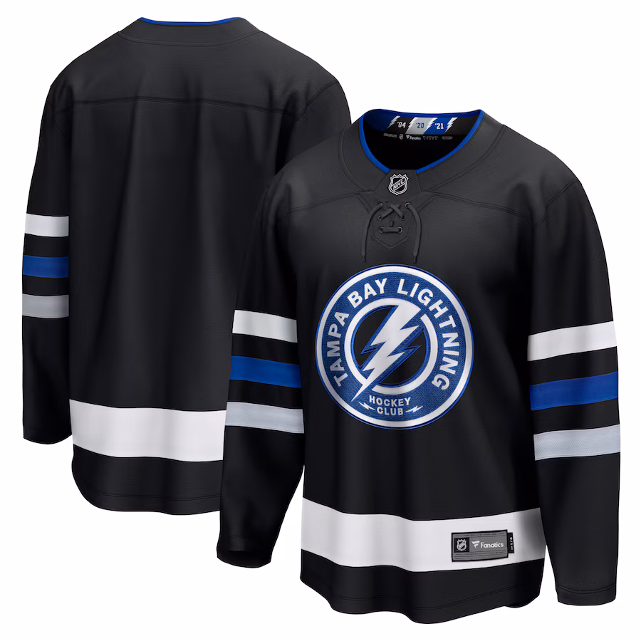 Men's Tampa Bay Lightning Fanatics Black Alternate Premier Breakaway Jersey - ujerseystore