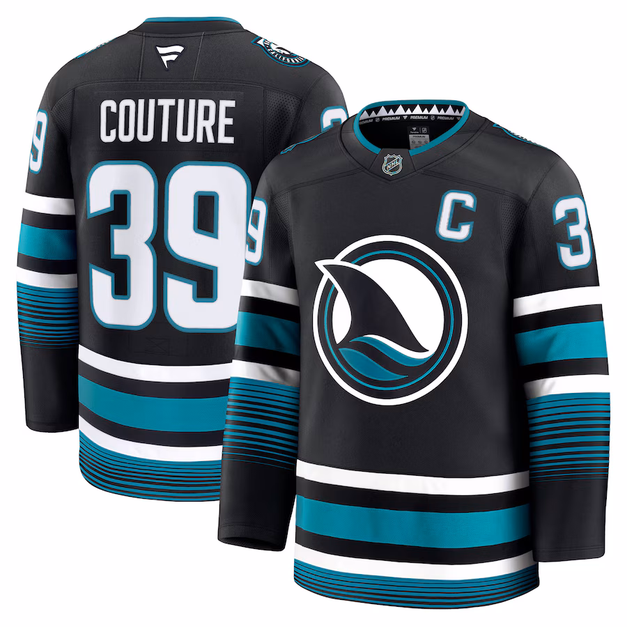 Men's San Jose Sharks Logan Couture Fanatics Black Alternate Premium Jersey - ujerseystore